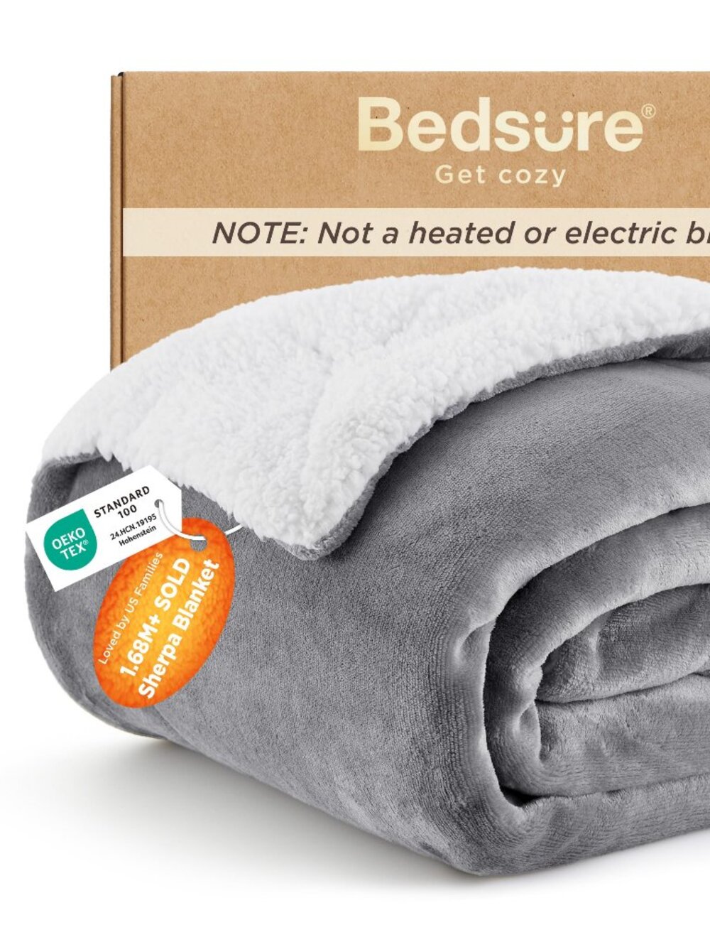 Bedsure GentleSoft Sherpa Fleece Throw Blanket for Couch, Non-Heated, Thick & Wa